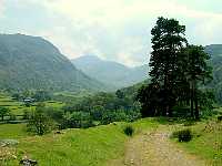 Old Toll Road to Honister Pass, looking back down towards Seatoller and Borrowdale