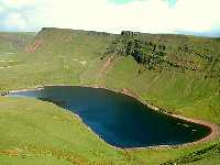 Looking back at Llyn y Fan Fach, Cwar-du-mawr and Picws Du