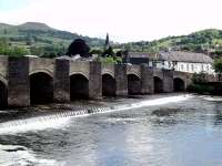 Bridge over River Usk, Crickhowell with Table Mountain behind