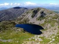Llyn Hywel, Rhinog Fach and Rhinog Fawr from Y Llethr