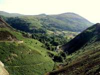 Looking down Sychnant Pass to Capelulo with Foel Lus behind