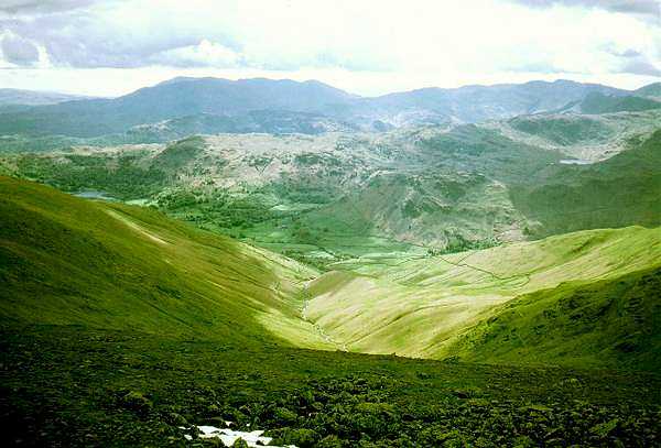 Wetherlam, Swirl How and Crinkle Crags from Fairfield