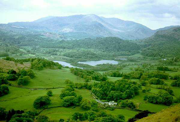 Rydal Water and Wetherlam from Loughrigg Fell