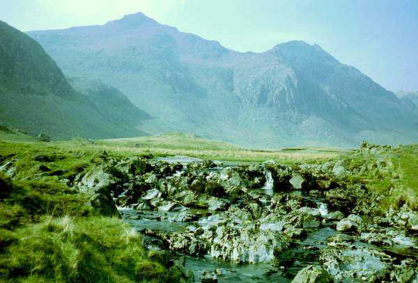 Scafell Pikes and Broad Crag from River Esk