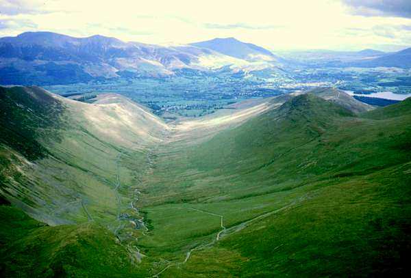 Coledale from Crag Hill with Skiddaw to left, Blencathra to right