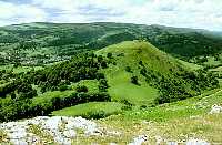 Dinas Bran Castle on the hilltop from Eglwyseg Mountain