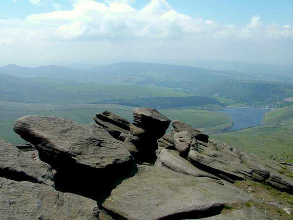Rock Formations on Kinder Scout overlooking Kinder Reservoir