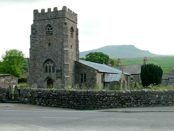 Horton-in-Ribblesdale Church with Penyghent behind