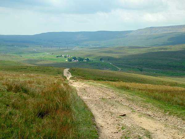 Ribblehead from Cam End with Railway Viaduct to left and Whernside to right