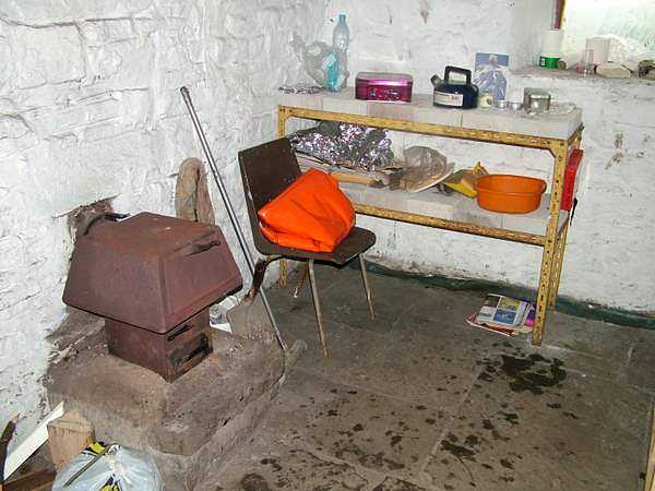 Inside of Greg's Hut on Cross Fell, with the much appreciated stove