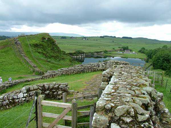 Hadrian's Wall on Cawfield Crags, overlooking Cawfield Quarry
