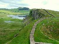 Hadrian's Wall on Highshield Crags, overlooking Crag Lough