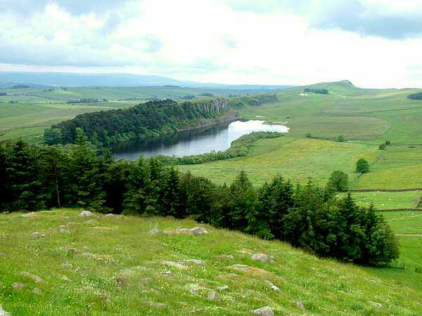 Looking back to Crag Lough, Highshield Crags and Cawfield Crags from Hotbank Crags