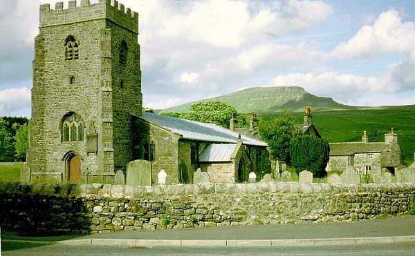 St Oswald's Church, Horton-in-Ribblesdale with Penyghent behind